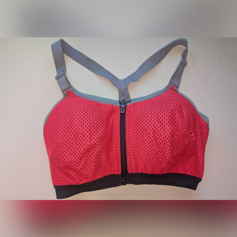 Women's Red and Gray Sports Bra